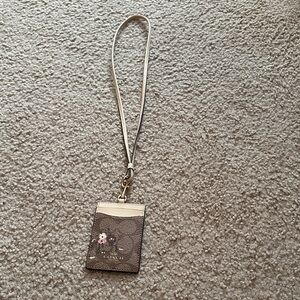 Coach Tan and Brown Lanyard Card Holder